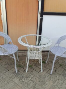 Outdoor Balcony Garden Set Table With 2 Chairs White
