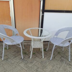 Outdoor Balcony Garden Set Table With 2 Chairs White